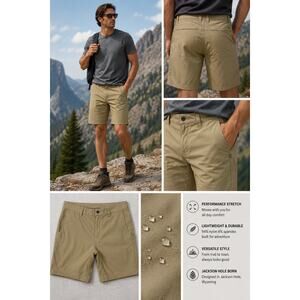Stio Coburn Chino Shorts Mens 32 Tan Nylon Stretch Hiking Gorpcore